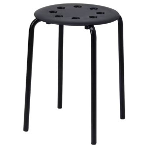 IKEA MARIUS stołek taboret krzesło czarny wysokość 45cm średnica 32cm