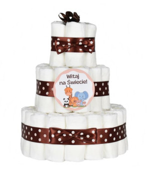 TORT z PIELUSZEK pampersów pieluch + dodatki buciki CHRZEST prezent