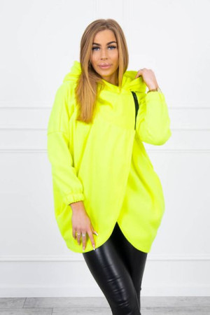 Bluza Damska Ciepła Z Krótkim Suwakiem Żółty Neon