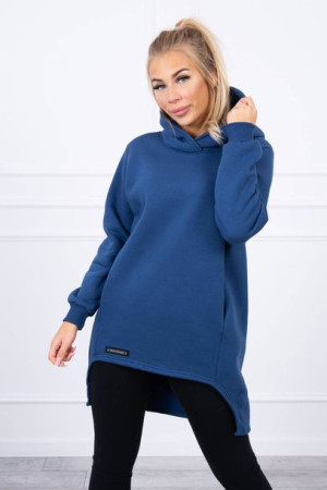 Bluza Damska Ocieplana Z Dłuższym Tyłem Jeansowa