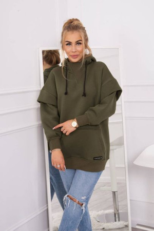 Bluza Damska Ocieplana Z Półgolfem Khaki