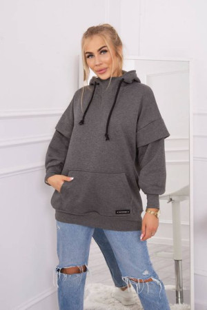 Bluza Damska Ocieplana Z Półgolfem Grafitowa
