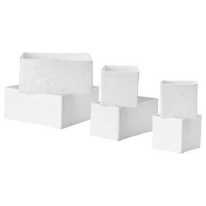 IKEA SKUBB pojemniki pudełka organizer do szuflady biały 6sztuk