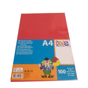 Papier kolorowy 100 arkuszy A4 ksero czerw żółty fiolet nieb ziel