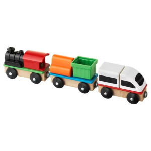 IKEA LILLABO kolejka 2 lokomotywy + 1 wagon zestaw 3 elementów