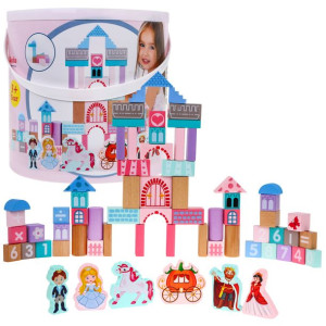 drewniane klocki KSIĘŻNICZKA W ZAMKU + sorter + puzzle