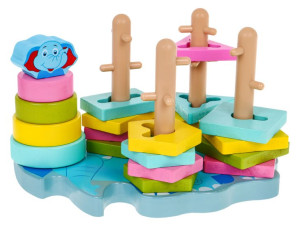 zabawka sensoryczna DREWNIANA UKŁADANKA wieża sorter