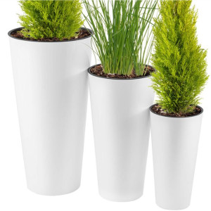 3x Zestaw Doniczka Połysk Ogrodowa Donica Wkład