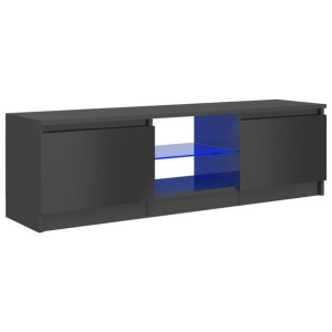 Szafka pod TV z oświetleniem LED, szara, połysk, 120x30x35,5 cm
