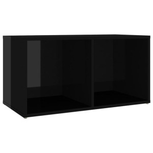 Szafka pod TV, wysoki połysk, czarna, 72x35x36,5 cm, płyta