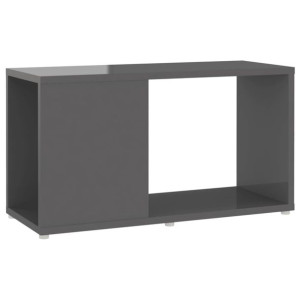 Szafka pod TV, wysoki połysk, szara, 60x24x32 cm, płyta