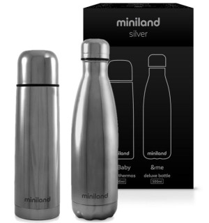 Miniland Termos + Butelka Deluxe 2 x 500 ml SILVER