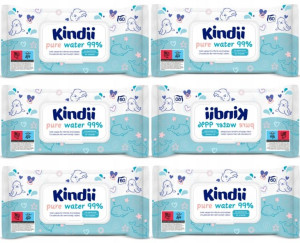 CLEANIC Kindii Chusteczki Wodne Pure Water 99% 6 Opakowań Po 60szt 5107