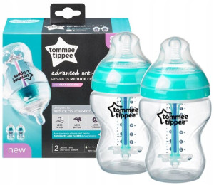 TOMMEE TIPPEE Butelka 2x260 ml ANTYKOLKOWA CZUJNIK