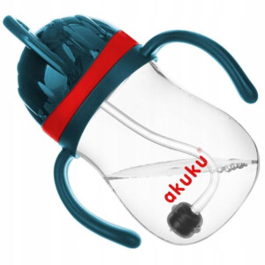 Akuku Bidon Ze Słomką i Odważnikiem Blue/Red 280ml 0164