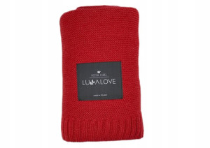 LULLALOVE Bambusowy Koc Tkany 80x100cm Czerwony