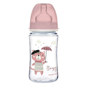 CANPOL Butelka Antykolkowa Szeroka 240 ml BONJOUR PARIS 35/232 Różowa