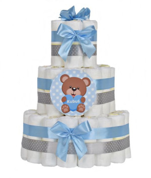 DUŻY TORT z PIELUSZEK pampersów pieluch rozm.3 (60 sztuk)