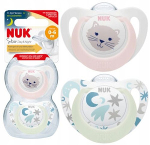 NUK SILIKONOWY SMOCZEK Star Day & Night 730714 0-6m Girl