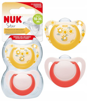 Nuk Star Silikonowy Smoczek Uspokajający 18-36m 2x