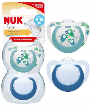 Nuk Star Silikonowy Smoczek Uspokajający 6-18m 2szt 736748 Boy