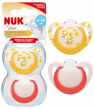 Nuk Star Silikonowy Smoczek Uspokajający 6-18m 2szt 736748 Girl