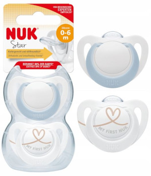 Nuk Star Silikonowy Smoczek Uspokajający 0-6m 2szt 730713 Boy