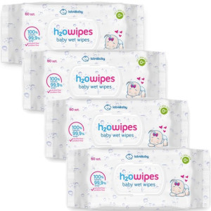 H2O wipes Chusteczki 100% Water Naturalne 4x60 szt