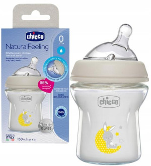 Chicco Szklana Butelka Natural Feeling 0m+ 150ml