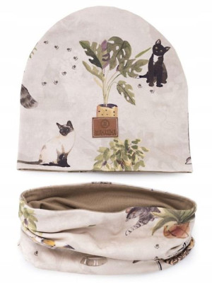MAKASZKA Czapka+Komin Dla Dzieci Meow M 1-3 LAT MAK 4712
