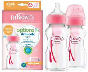 Dr Brown's Zestaw Options+ Szeroka Szyjka Butelka 270ml 2szt PINK 92601