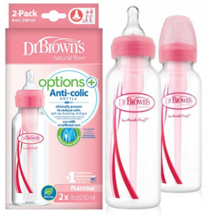 Dr Brown's Zestaw Options+ Wąska Szyjka Butelka 250ml 2szt PINK 82305