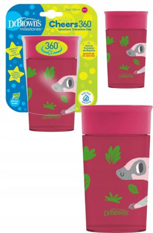 Dr Brown's Kubek 360 Niekapek 300ml RED +9m