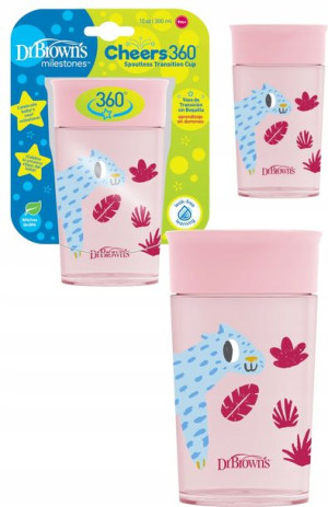 Dr Brown's Kubek 360 Niekapek 300ml PINK +9m