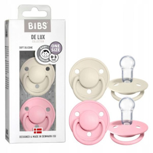 Bibs Dwupak De Lux Smoczek Silikonowy One Size 0-36m IVORY & BABY PINK