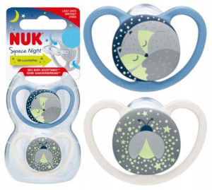Nuk Smoczek Space Night Silikon 0-6m 730578 2x Boy