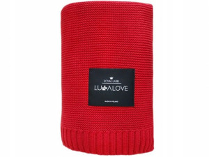LULLALOVE DUŻY Bambusowy Koc Tkany 120x100 Czerwon