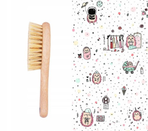 LULLALOVE Szczotka Z Naturalnego Włosia + Myjka Jeż Różowy