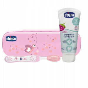 Chicco Zestaw Do Zębów Szczotka Pasta Etui Pink