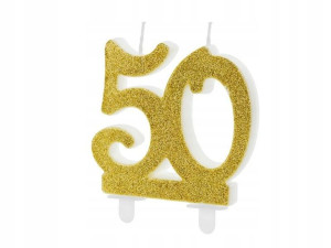 Świeczka urodzinowa 50 złota 7.5cm