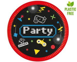Talerzyki papierowe Gaming Party 23cm 8szt