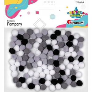 Pompony poliestrowe 10mm mix 120szt Titanum