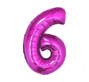 Balon foliowy cyfra 6 różowa 92cm