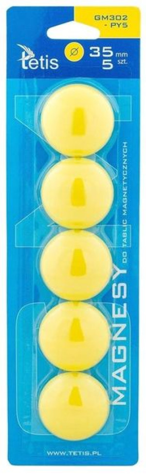 Magnesy do tablic żółte gładkie 5szt. GM302-PY5