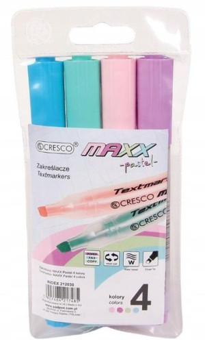 Zakreślacz MAXX Pastel 4 kolory