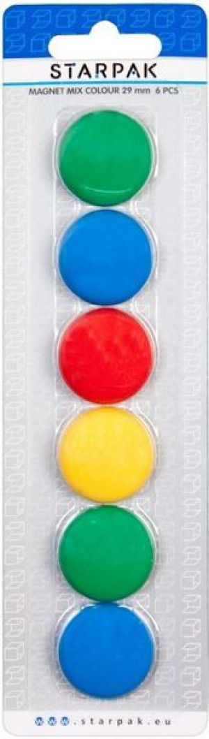 Magnes mix kolorów śr. 29 mm 6el