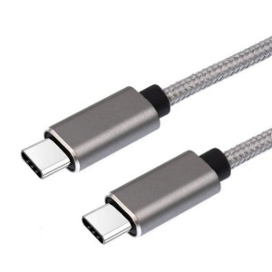 Pleciony Kabel USB typ-C-USB typ-C 30cm srebrny