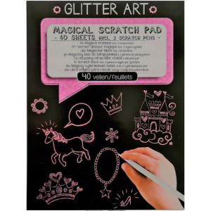 Magiczny blok zeszyt zdrapka Glitter Art 40 arkuszy A5 + 2 rysiki