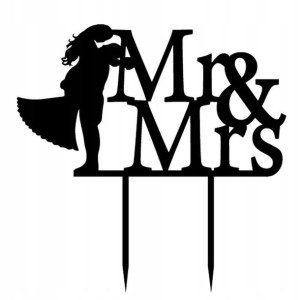 Topper na tort czarna pleksa - Mr & Mrs