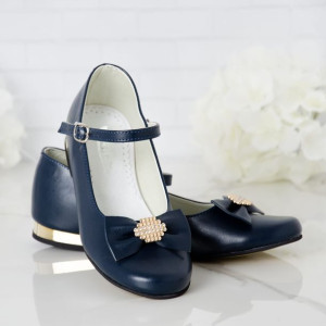 Buty wizytowe granatowe dziewczęce KBD-805 - Rozmiar: 31